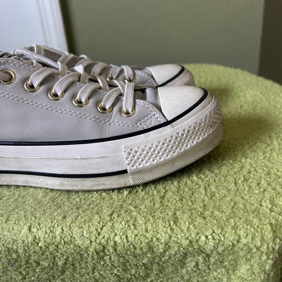 Converse Platform Pale Grey Leather Low Top Women’s Sneakers Sz 6.5 - Picture 3 of 14